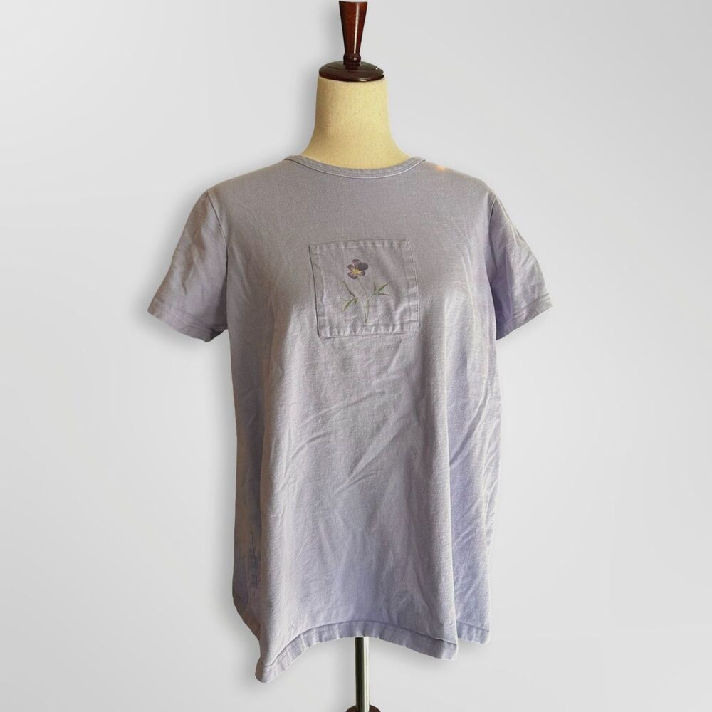 Lavender Purple Cotton Patch Floral Violet Tee, XL, Cottagecore Butter Mom